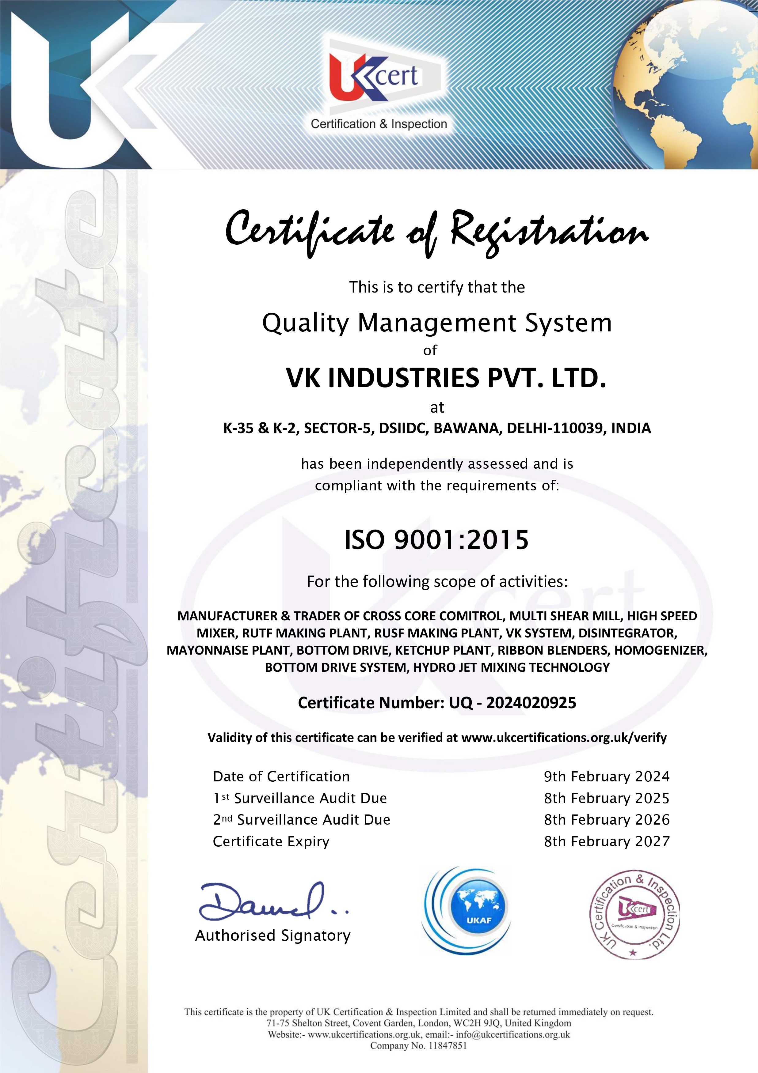 ISO Certificate